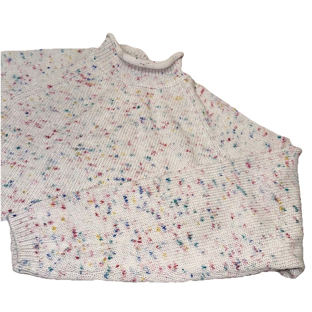 Vintage 80's Stephano International White Speckled Sweater Rolled Neck Women's L